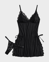 Flirty Sheer Lace Side Slit Babydoll Set
