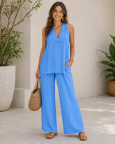 Halter V-Neck Two-Piece Set