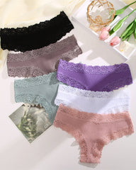 Ribbed Cotton Lace Mid-Rise Panty (9 pack)