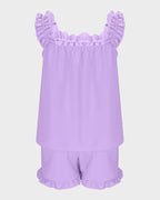 2-Piece Soft Pajama Set with Ruffle Tank Top & Shorts