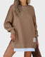 Casual Long Sleeve Zipper Slit Oversized Sweatshirt