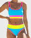 Color Contrast Patchwork Nylon Sporty 3 Piece Bikini Sets