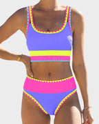 Sporty Colorblock Bikini Set (3-Piece)