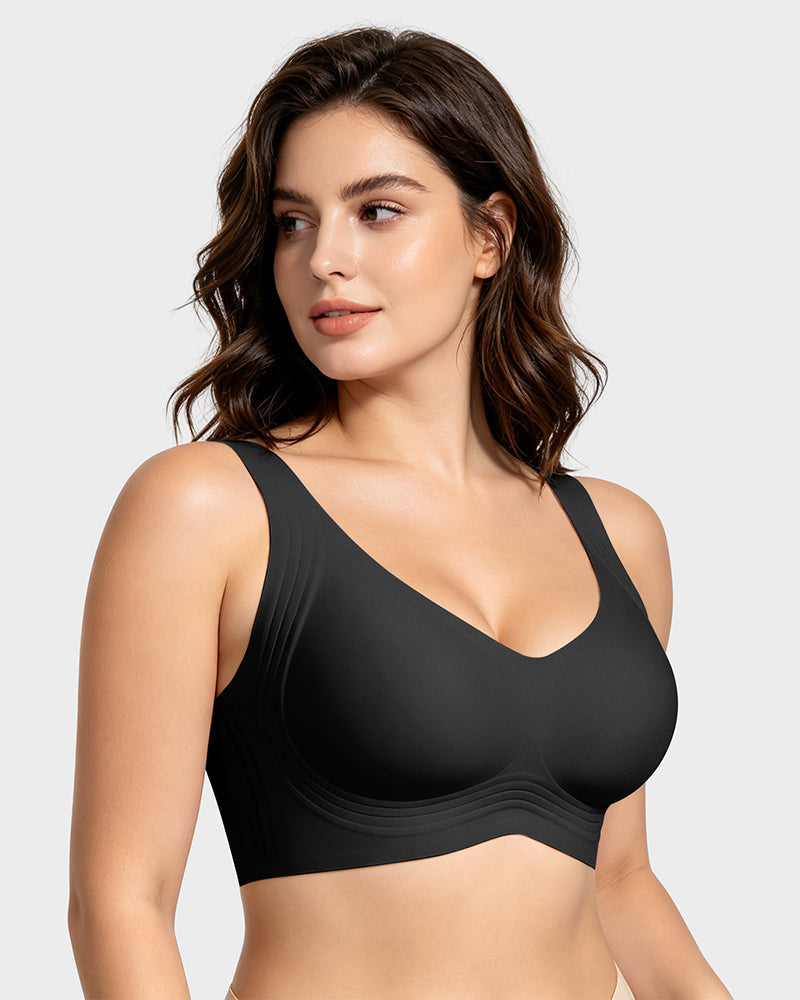 Shevrelle Bras for Women Supportive Wireless Push Up Bra Full Coverage Jelly Support No Underwire Seamless Plus Size Comfortable Bra