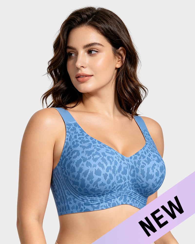 Shevrelle Bras for Women Supportive Wireless Push Up Bra Full Coverage Jelly Support No Underwire Seamless Plus Size Comfortable Bra