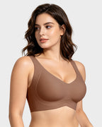Shevrelle Bras for Women Supportive Wireless Push Up Bra Full Coverage Jelly Support No Underwire Seamless Plus Size Comfortable Bra