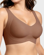 Shevrelle Bras for Women Supportive Wireless Push Up Bra Full Coverage Jelly Support No Underwire Seamless Plus Size Comfortable Bra