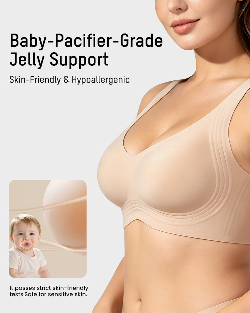 Shevrelle Bras for Women Supportive Wireless Push Up Bra Full Coverage Jelly Support No Underwire Seamless Plus Size Comfortable Bra