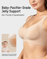 Shevrelle Bras for Women Supportive Wireless Push Up Bra Full Coverage Jelly Support No Underwire Seamless Plus Size Comfortable Bra