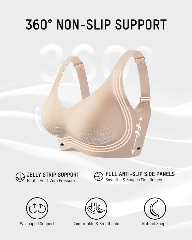 Shevrelle Bras for Women Supportive Wireless Push Up Bra Full Coverage Jelly Support No Underwire Seamless Plus Size Comfortable Bra