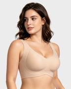 Shevrelle Bras for Women Supportive Wireless Push Up Bra Full Coverage Jelly Support No Underwire Seamless Plus Size Comfortable Bra
