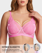 Plus Size Lace Mesh Full-Coverage Underwire Bra