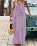 Women's Solid Color Backless Cami Dress